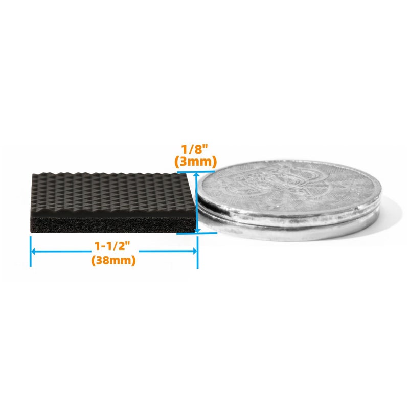 Furnigear Non Slip Furniture Pads - Self Adhesive Rubber Anti Skid Pads Grippers Rubber Chair Feet Furniture Pad for Hardwood Floors -Protectors for Furniture Table Legs Anti Slip 32 Pcs 1-1/2"" Square - Image 2